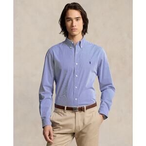 NWT Polo Ralph Lauren Men's Slim Fit Poplin Shirt Blue White Hairline Stripe XL